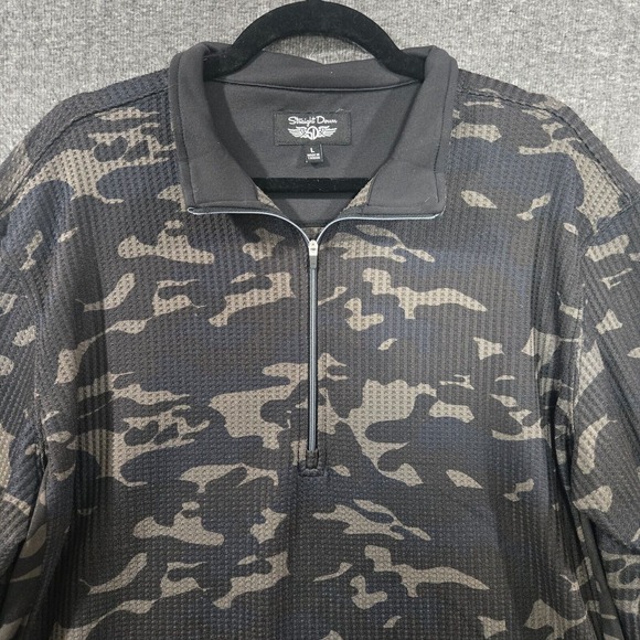 Straight Down Covert Golf Sweater Mens Large Camo 1/4 Zip Golf‎ Pullover Large - Picture 1 of 11